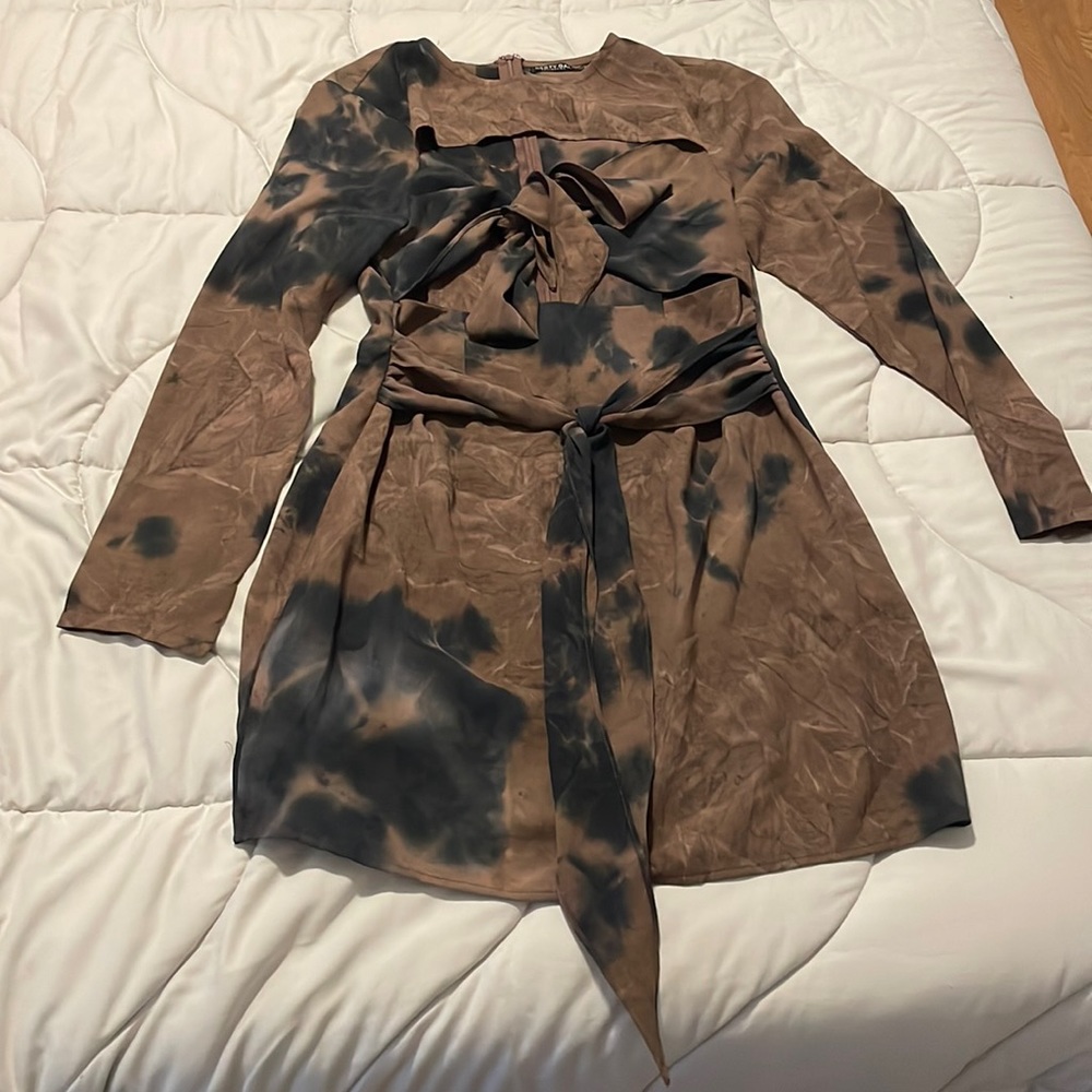 Nasty Gal size 10 dress. Brown/black tie dye.